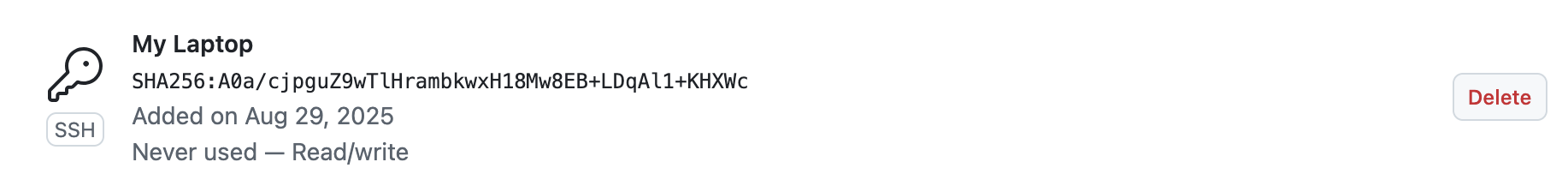 github key screenshot